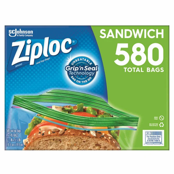 Ziploc Seal Top Bag, Sandwich, 145-count, 4-pack