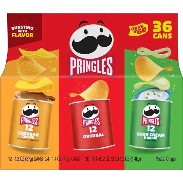 Patatas fritas Pringles Grab & Go, variedad, 36 unidades