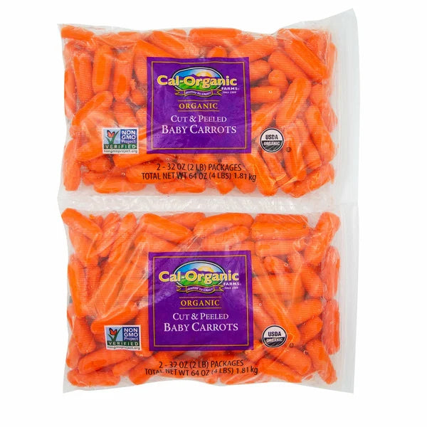 Zanahorias orgánicas peladas, 2 libras, paquete de 2