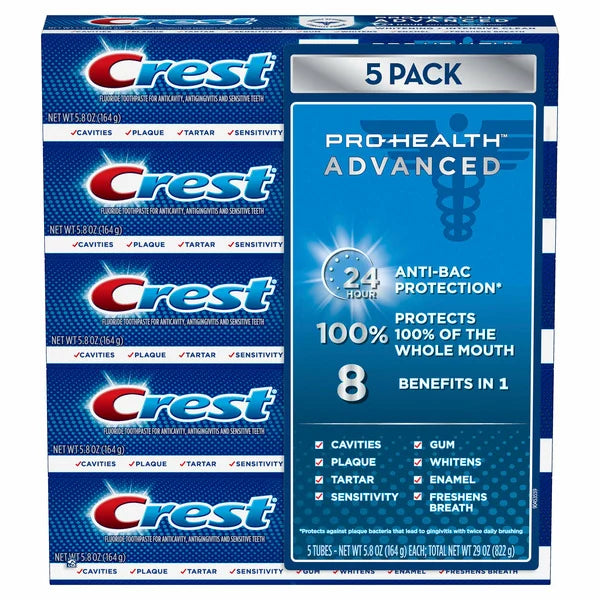Pasta de dientes avanzada Crest Pro Health, 5,9 oz, paquete de 5